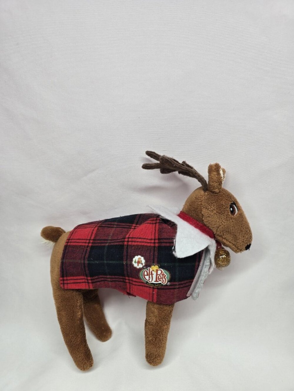 Elf Pets Of The Shelf Reindeer Plush Animal Brown With Flannel Jacket
